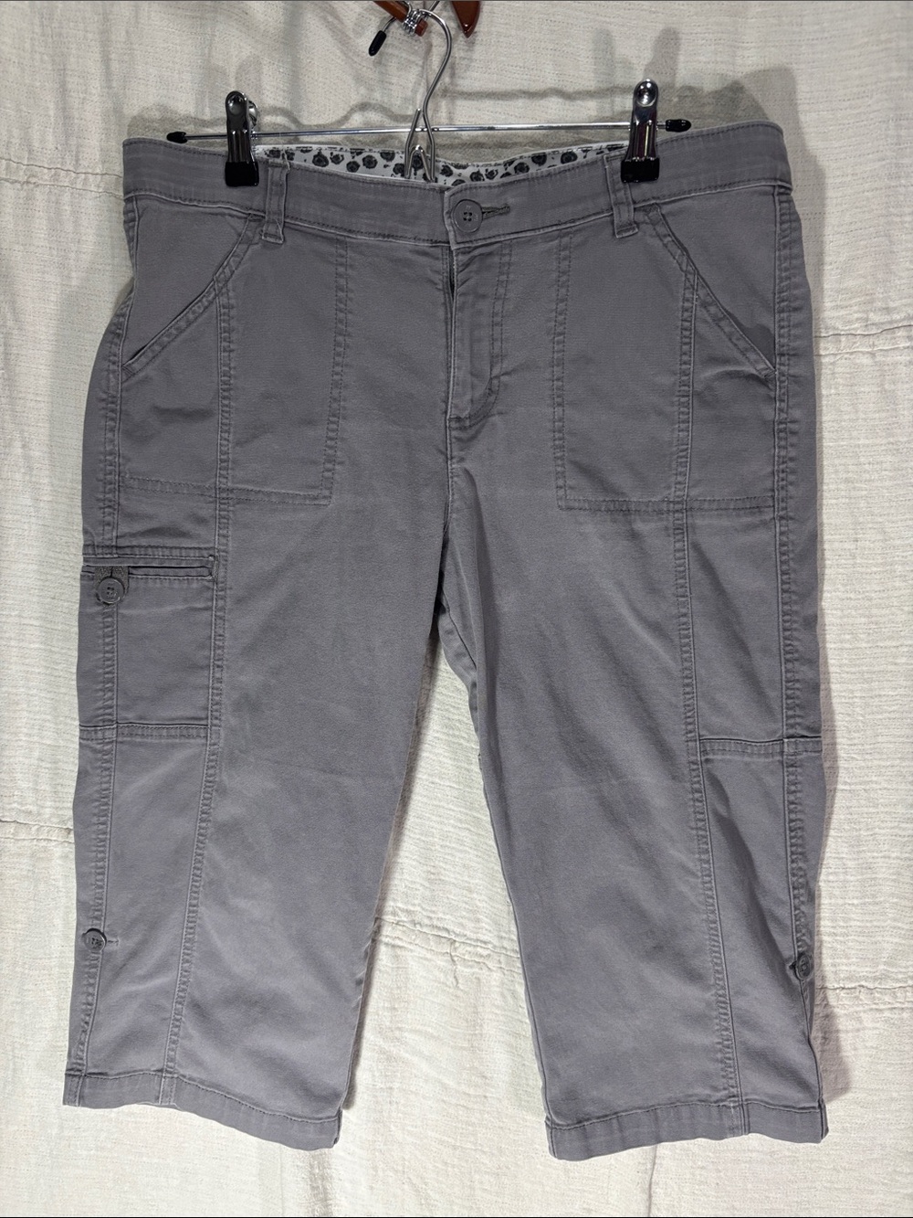 Lee Sinfully Soft Women's Gray Cargo Capri Pants Size 12